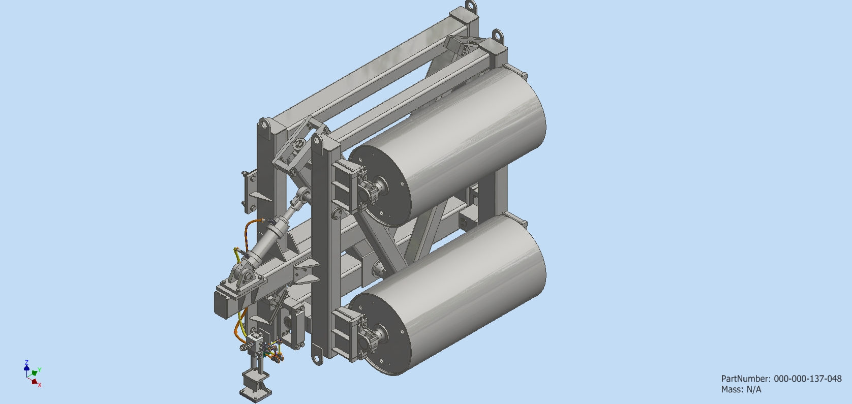 Modello 3D di un’impianto di piping alimentazione cilindri idraulici